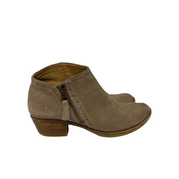 Lucky Brand Leather Benna Tan Ankle Boot Bootie Slip On Size 6.5 Women's - Picture 1 of 10